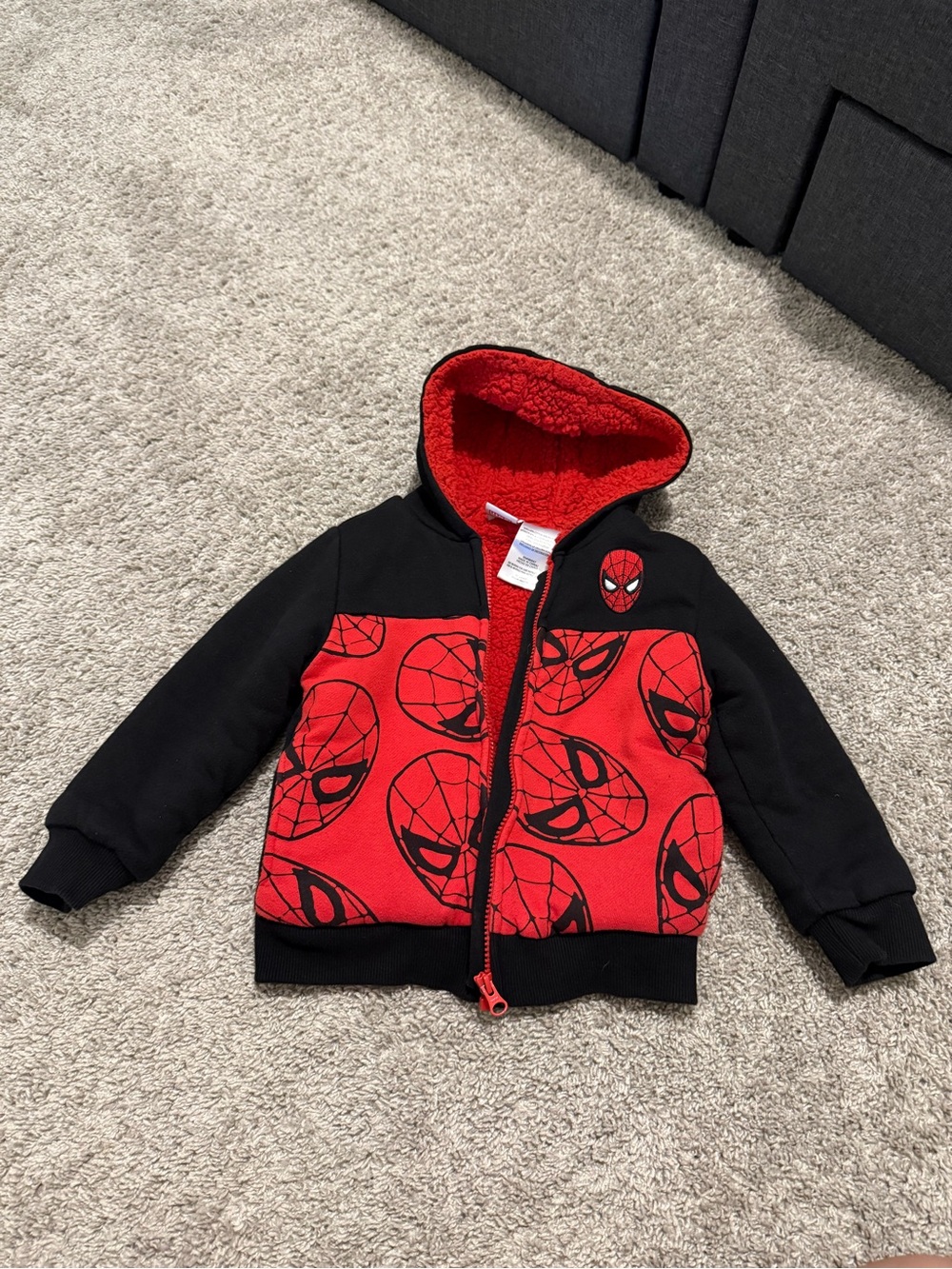 Marvel Red & Black Spiderman Hooded Jacket for Kids